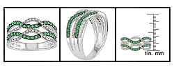 14k White Gold 1/8ct TDW Diamond Emerald Ring