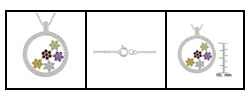 Sterling Silver Multi-gemstone Circle Necklace (Case of 3)