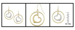 10k Gold White Crystal Circle Heart Earrings