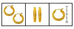 14k Yellow Gold Hammered Square-tube Hoop Earrings