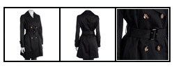 Anne Klein Black Double-breasted Lightweight Trench Coat