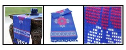 Cotton table runner 'Blue Garden' (Thailand)