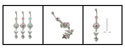 Flowery Crystal Dangling Curved Barbell Jewelry