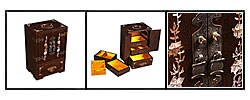 Asian Mother of Pearl Inlay Wood Jewelry Box