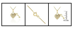 18k Gold over Sterling Silver Heart Key Pendant