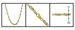 14k Two-tone Gold Rectangular Box Link Necklace