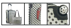 Olympia 2-piece Silver/Brown Polka Dot Luggage Set
