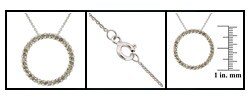 Sterling Silver 1ct TDW Champagne Diamond Circle Necklace