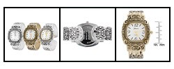 Geneva Platinum Polished Ornate Cuff Watch
