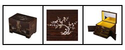 Mother of Pearl Inlay Plum Flower Dark Wood Jewelry Box