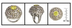 Platinum and Champagne Diamonds Giant Cluster Ring