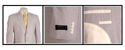 Adolfo Men's Blue and White Seersucker Suit