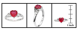 10k White Gold Diamond and Ruby Heart Ring