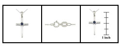 10k White Gold Sapphire Cross Necklace