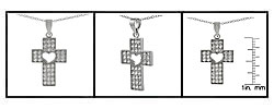 Sterling Silver CZ Cross Pendant with Cutout Heart