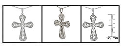 Sterling Silver CZ Cross Necklace
