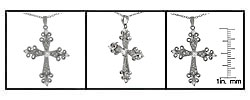 Sterling Silver CZ Cross with CZ Stone in Center