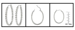 Sterling Silver CZ Bezel Set Oval Hoop Earrings