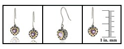 Sterling Silver Amethyst Heart Earrings