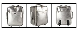 Prada Small Silver Leather Rolling Suitcase