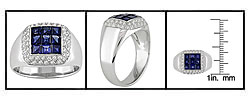 18k Gold Sapphire 1/3ct TDW Diamond Ring (G-H, VS)