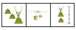 10k Gold Trillion Peridot Pendant and Earrings Set