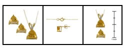 10k Gold Trillion Citrine Pendant and Earrings Set