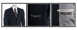 Perry Ellis Men's Navy Pinstripe 2-button Wool Suit