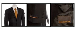 John Bartlett Black 2-piece Worsted Wool Suit