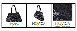 Cotton Handbag 'Floral Night' (Thailand)