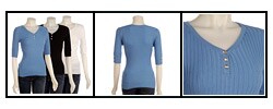Bette Paige Women's Half-sleeve Ribbed Knit Shirt