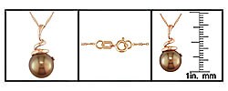 14k Pink Gold Brown Tahitian Pearl Necklace (8-9mm)