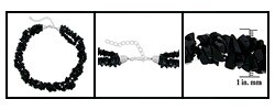 Sterling Silver 3-strand Onyx Chip Necklace