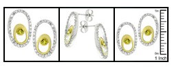 Two-tone Oval Stud Cubic Zirconia Earrings