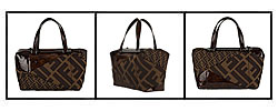 Fendi Tobacco Zucca Canvas Patent Satchel