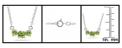 14k White Gold Three-stone Peridot Necklace