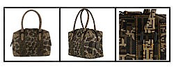 Fendi Tobacco Canvas 'B. Mix' Zip Tote