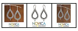 Sterling Silver 'Lace Teardrop' Earrings (Indonesia)