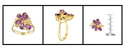 14k Yellow Gold Amethyst and Diamond Cluster Ring