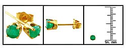14k Yellow Gold Emerald Stud Earrings