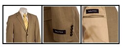 Nautica Men's Tan Sharkskin 2-piece Wool Suit