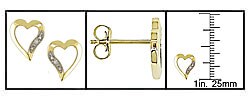 14k Yellow Gold .01ct Diamond Heart Earrings