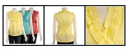 D by Debbie Shuchat Pleated Ruffle Pullover Shirt