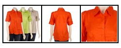 Ninety Women's Bib-front Linen Blouse