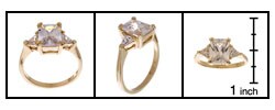 Gold over Silver Emerald-cut CZ Ring