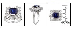 18k Gold 2 2/5ct TDDW Diamond and Sapphire Ring (I, VS1)