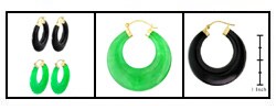14k Gold Jade or Onyx Hoop Earrings