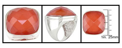 Sterling Silver Faceted Orange Crystal Ring