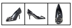 Sergio Rossi Charcoal Patent Leather Buckle Pumps