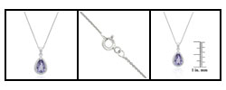 Sterling Silver Amethyst and CZ Teardrop Necklace